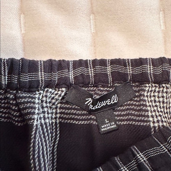 Madewell black Plaid Off-Shoulder Blouse, tie 3/4 sleeve - Picture 4 of 8